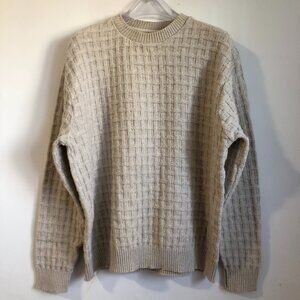 Vintage Oscar De la Renta Men's Ivory Cream crew neck cable knit sweater XXL
